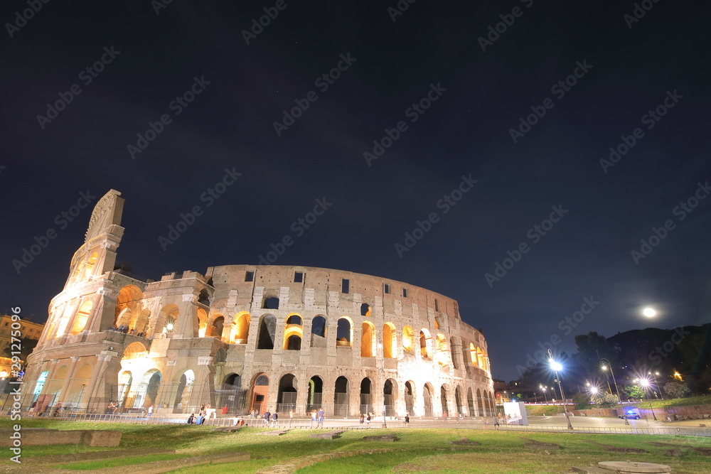 Colosseum historical building night Rome Italy