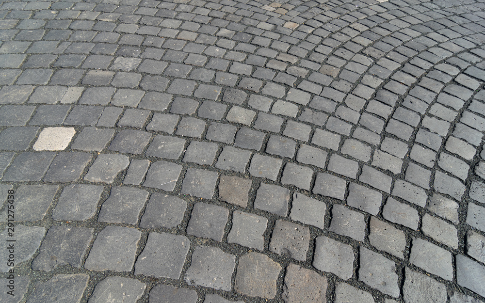 Cubical stone pavement on the street