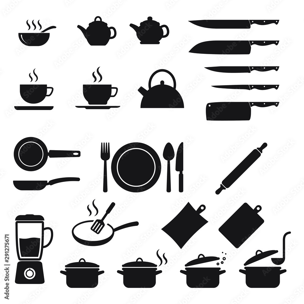 Cooking icons set, Kitchen utensils and tool icon set Cooking icons set, Kitchen utensils and tool icon set
