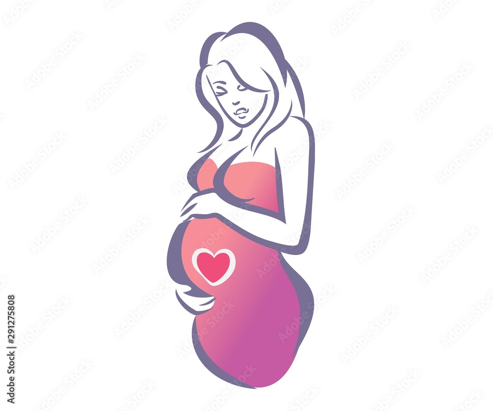 happy mothers day greeting card template, stylized symbol of mom and baby, Pregnancy Logo Design Template Inspiration