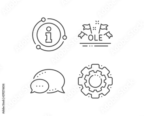 Ole chant line icon. Chat bubble, info sign elements. Championship with flags sign. Sports event symbol. Linear ole chant outline icon. Information bubble. Vector