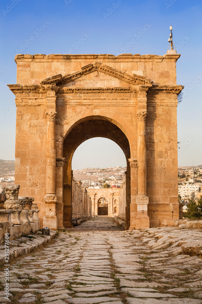 North Gate, Ancient Roman city of Gerasa of Antiquity , Jerash, Jordan