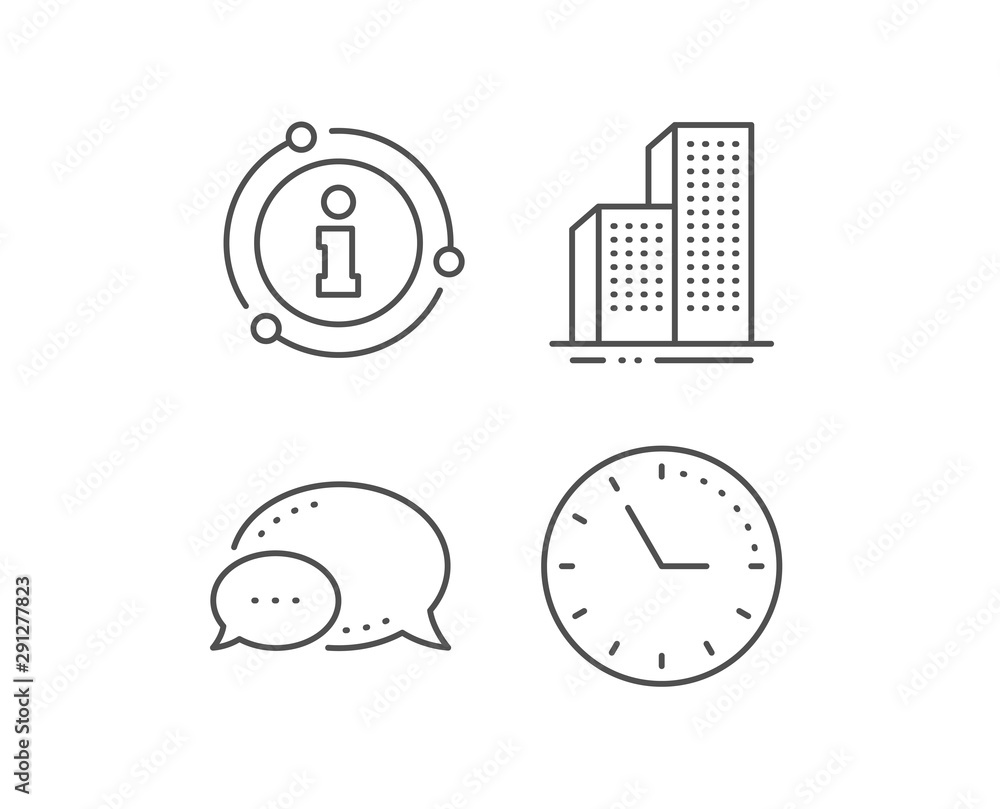 Skyscraper buildings line icon. Chat bubble, info sign elements. City architecture sign. Town symbol. Linear skyscraper buildings outline icon. Information bubble. Vector Skyscraper buildings line icon. Chat bubble, info sign elements. City architecture sign. Town symbol. Linear skyscraper buildings outline icon. Information bubble. Vector