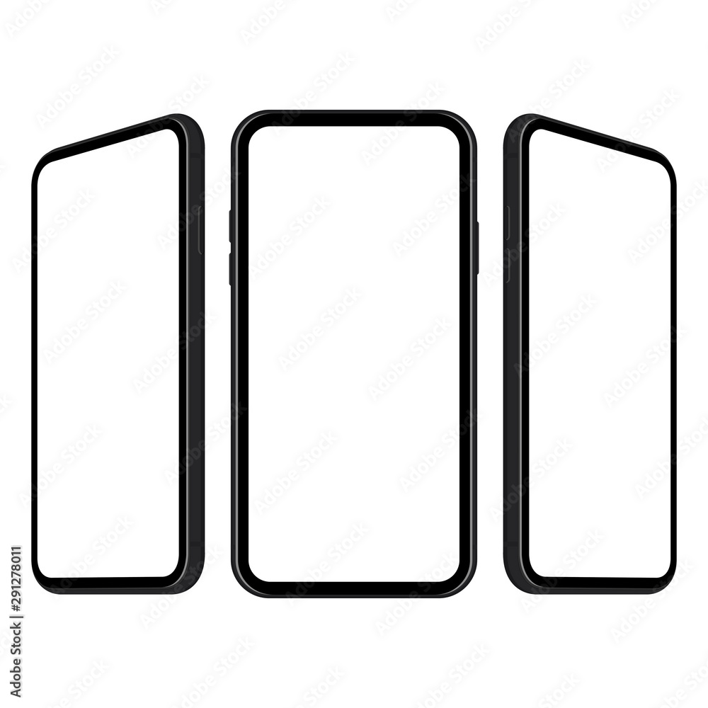 Three modern smartphones in flat design isolated on white background. Vector illustration Three modern smartphones in flat design isolated on white background. Vector illustration