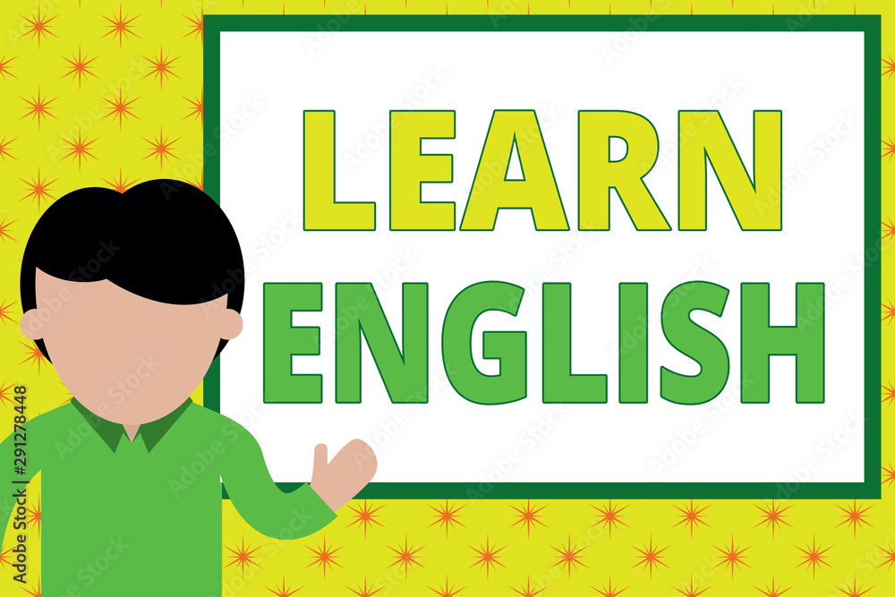 Handwriting text writing Learn English. Conceptual photo Universal Language Easy Communication and Understand Young man standing in front whiteboard pointing to project. photo Art Handwriting text writing Learn English. Conceptual photo Universal Language Easy Communication and Understand Young man standing in front whiteboard pointing to project. photo Art