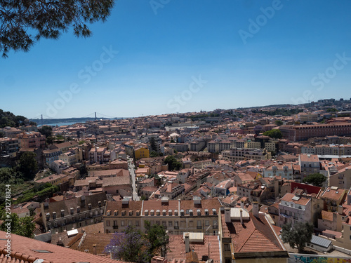 Portugal, may 2019: Skyline of Lisbonwith river Tagus at sunny day, Lisbon