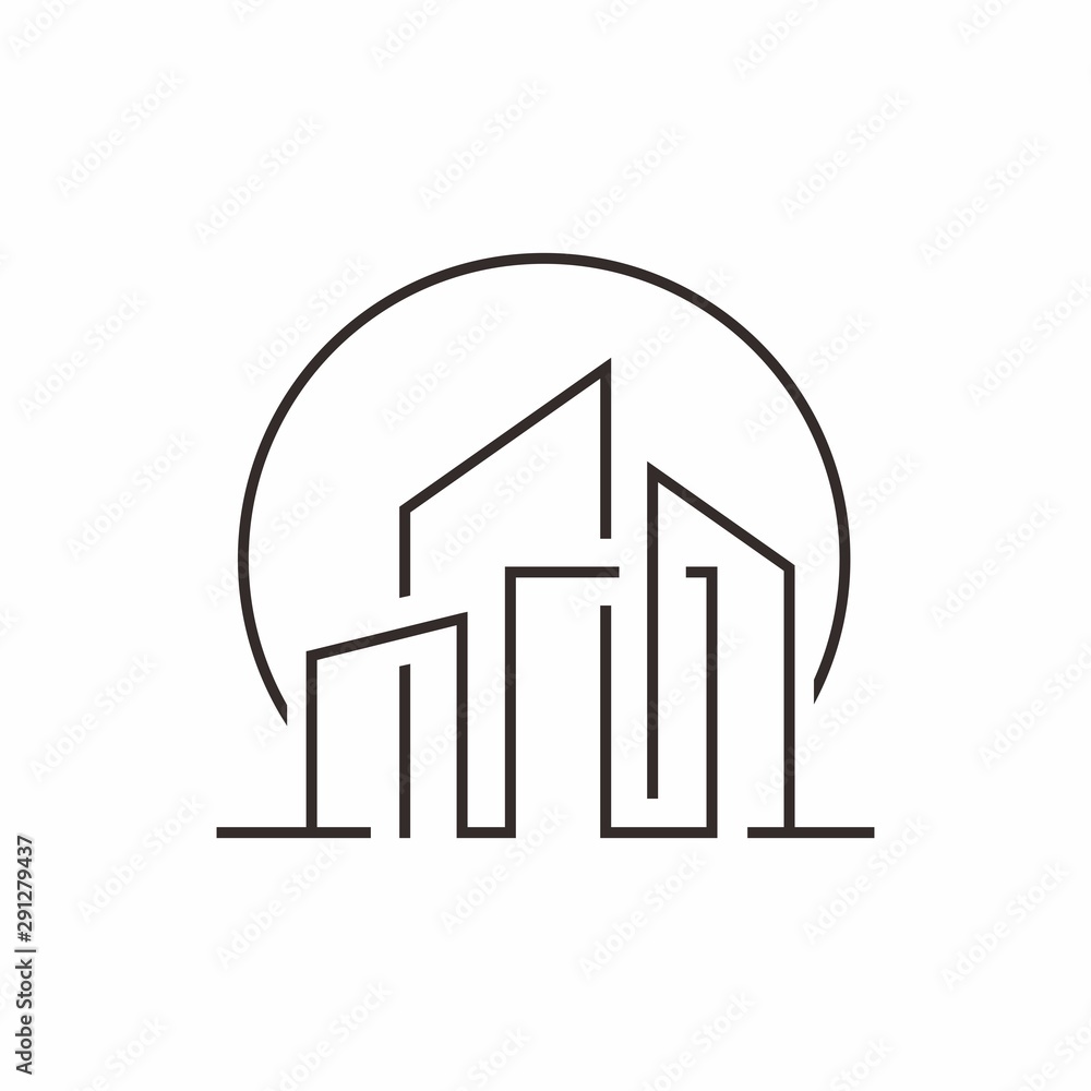 Real estate commercial building logo design template vector illustration Real estate commercial building logo design template vector illustration