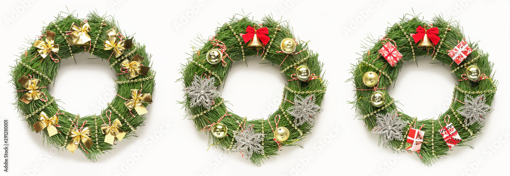 Set of three CHRISTMAS Wreaths on a white background Set of three CHRISTMAS Wreaths on a white background