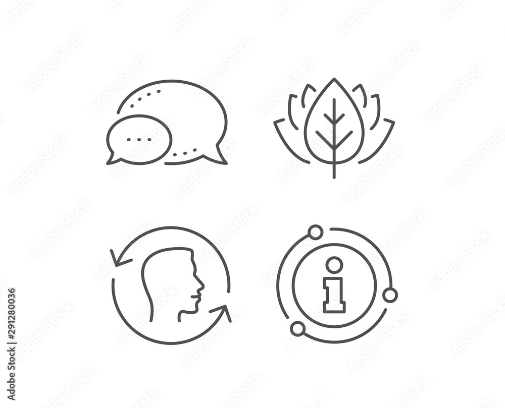 Face scanning repeat line icon. Chat bubble, info sign elements. Face id update sign. Head symbol. Linear face id outline icon. Information bubble. Vector Face scanning repeat line icon. Chat bubble, info sign elements. Face id update sign. Head symbol. Linear face id outline icon. Information bubble. Vector