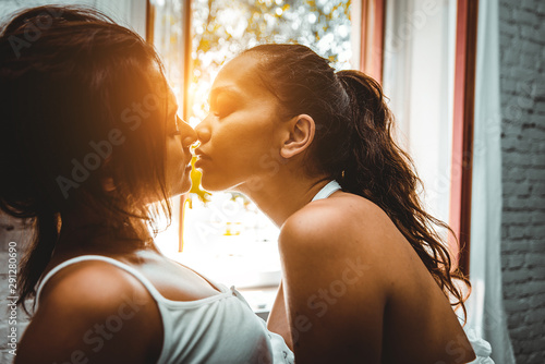 Lesbian couple at home photo