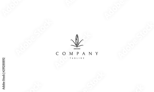 Vector logo on which abstract image of cannabis leaves.
