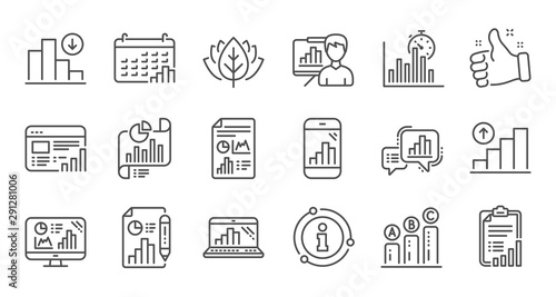 Graph line icons. Charts and graphs, Presentation and Report. Analytics linear icon set. Quality line set. Vector