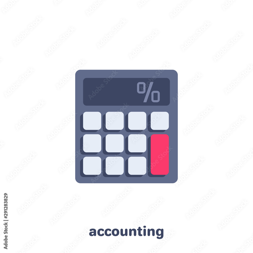 flat vector image on a white background, business icon, calculator of red color with a red button, accounting and statistics flat vector image on a white background, business icon, calculator of red color with a red button, accounting and statistics