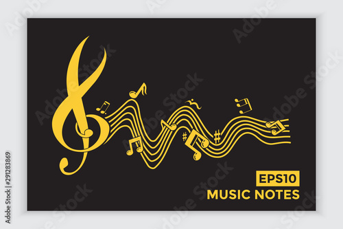 Music note icons, music scale, music element vector