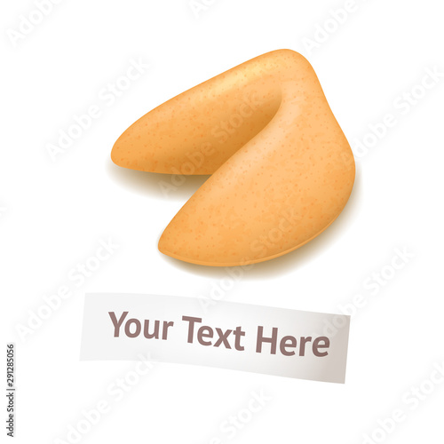 Realistic Detailed 3d Fortune Cookie Card. Vector