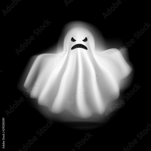 Realistic Detailed 3d Character Funny Ghost. Vector