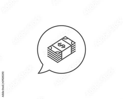 Cash money line icon. Chat bubble design. Banking currency sign. Dollar or USD symbol. Outline concept. Thin line usd currency icon. Vector