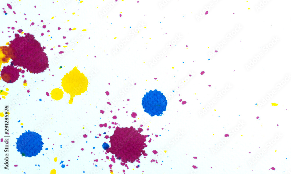 Many colors drop on white paper background. Many colors drop on white paper background.
