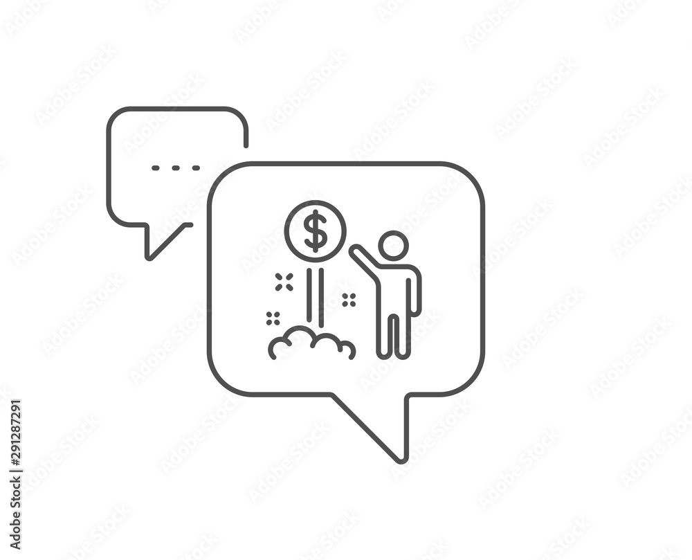 Income money line icon. Chat bubble design. Wealth sign. Credit card symbol. Outline concept. Thin line income money icon. Vector Income money line icon. Chat bubble design. Wealth sign. Credit card symbol. Outline concept. Thin line income money icon. Vector