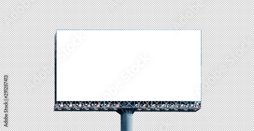 Mock-up Large white blank billboard or white promotion poster displayed isolated  on  background. Promotion information for marketing 