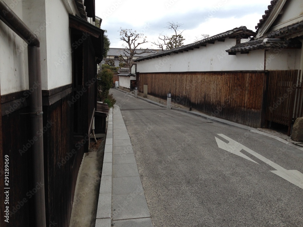 Traditional Houses along with Historical Street in Japan