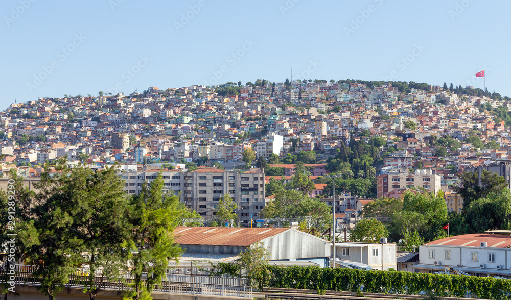Dense populated area in Konak district, Izmir, Turkey.