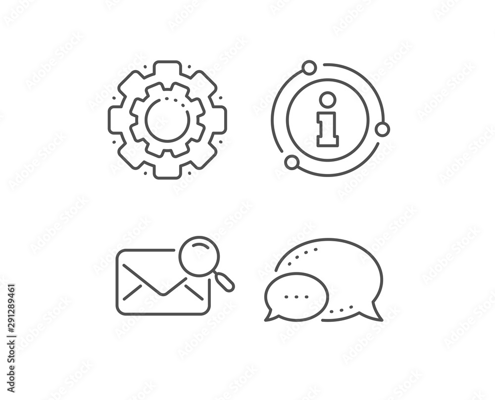 Search mail line icon. Chat bubble, info sign elements. Find letter document sign. Magnify glass. Linear search mail outline icon. Information bubble. Vector Search mail line icon. Chat bubble, info sign elements. Find letter document sign. Magnify glass. Linear search mail outline icon. Information bubble. Vector