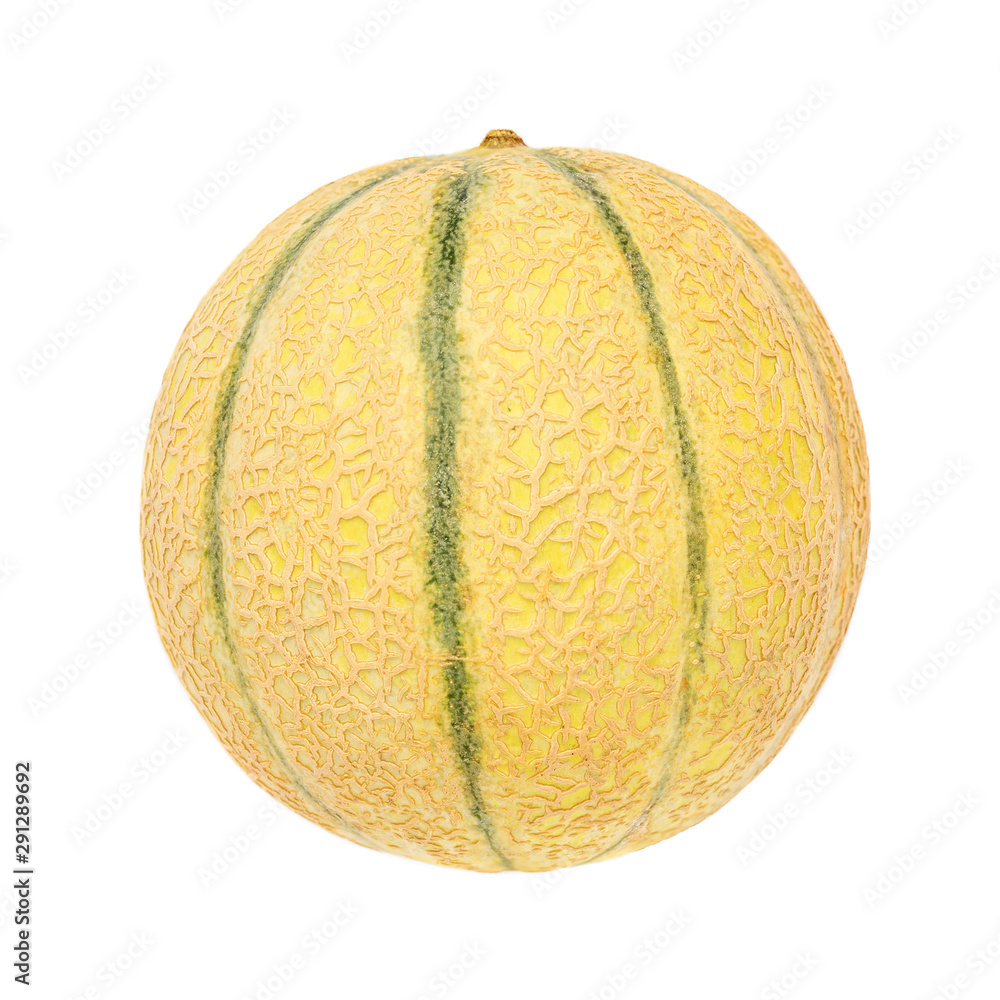 Fototapeta premium Fresh whole cantaloupe Melon fruit isolated on white background. Close up