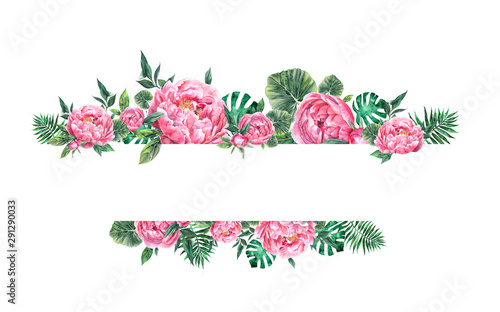 Hand rawn watercolor frames. floral wedding design