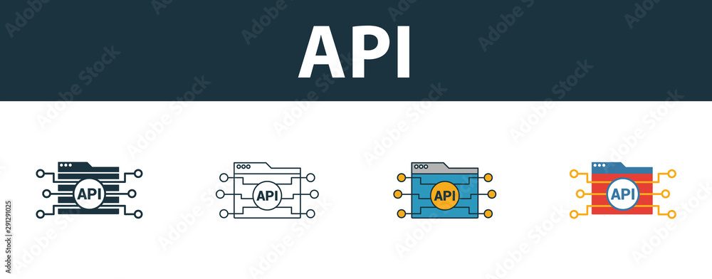 Api icon set. Four simple symbols in diferent styles from web ...