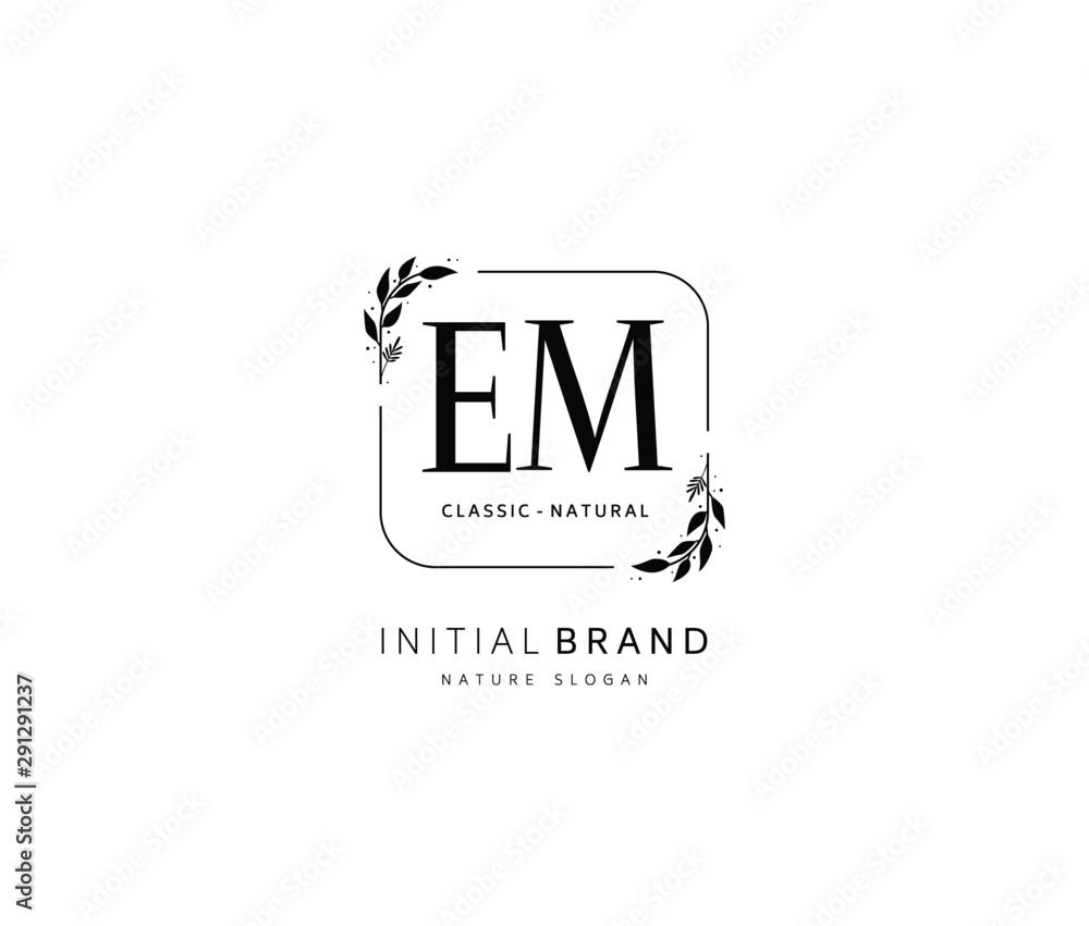 E M EM Beauty vector initial logo, handwriting logo of initial signature, wedding, fashion, jewerly, boutique, floral and botanical with creative template for any company or business. E M EM Beauty vector initial logo, handwriting logo of initial signature, wedding, fashion, jewerly, boutique, floral and botanical with creative template for any company or business.