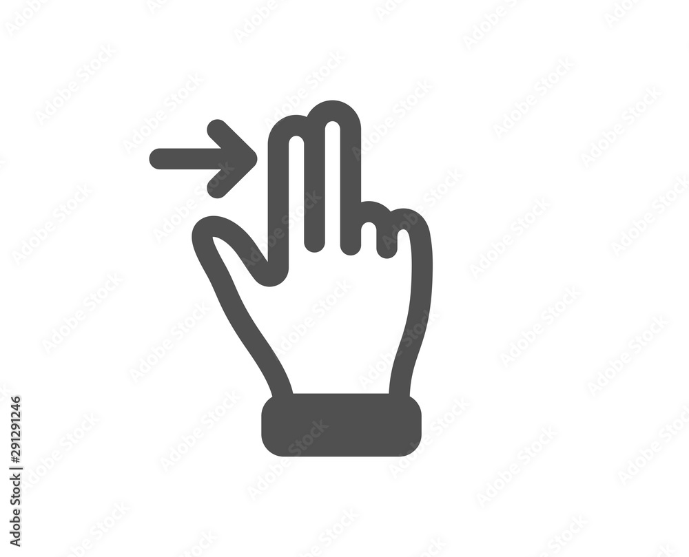 Slide right arrow sign. Touchscreen gesture icon. Swipe action symbol. Classic flat style. Simple touchscreen gesture icon. Vector Slide right arrow sign. Touchscreen gesture icon. Swipe action symbol. Classic flat style. Simple touchscreen gesture icon. Vector