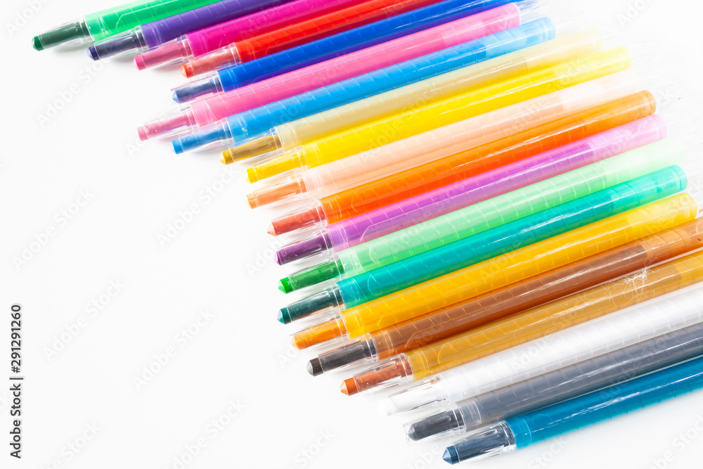 Fototapeta premium multicolored wax pencils on a white background