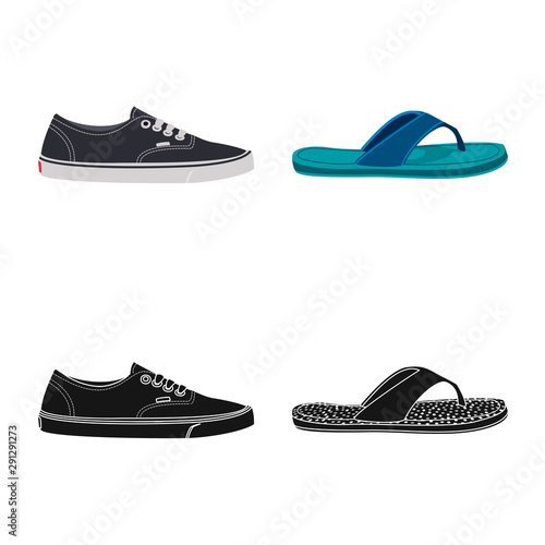Isolated object of shoe and footwear sign. Set of shoe and foot stock vector illustration.