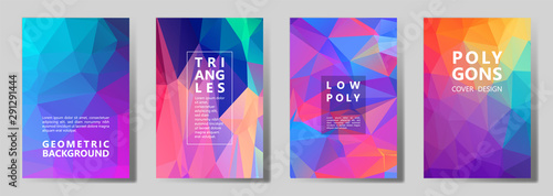 Facet polygonal abstract cover pages, low poly set