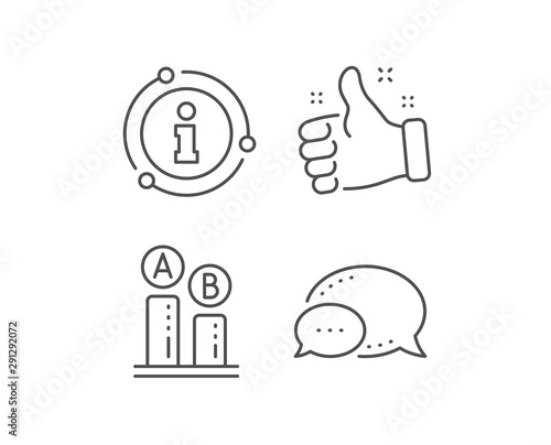 Ab testing line icon. Chat bubble, info sign elements. Ui test chart sign. Linear ab testing outline icon. Information bubble. Vector