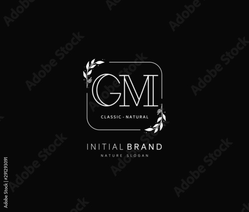 G M GM Beauty vector initial logo, handwriting logo of initial signature, wedding, fashion, jewerly, boutique, floral and botanical with creative template for any company or business.