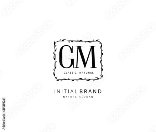 G M GM Beauty vector initial logo, handwriting logo of initial signature, wedding, fashion, jewerly, boutique, floral and botanical with creative template for any company or business.
