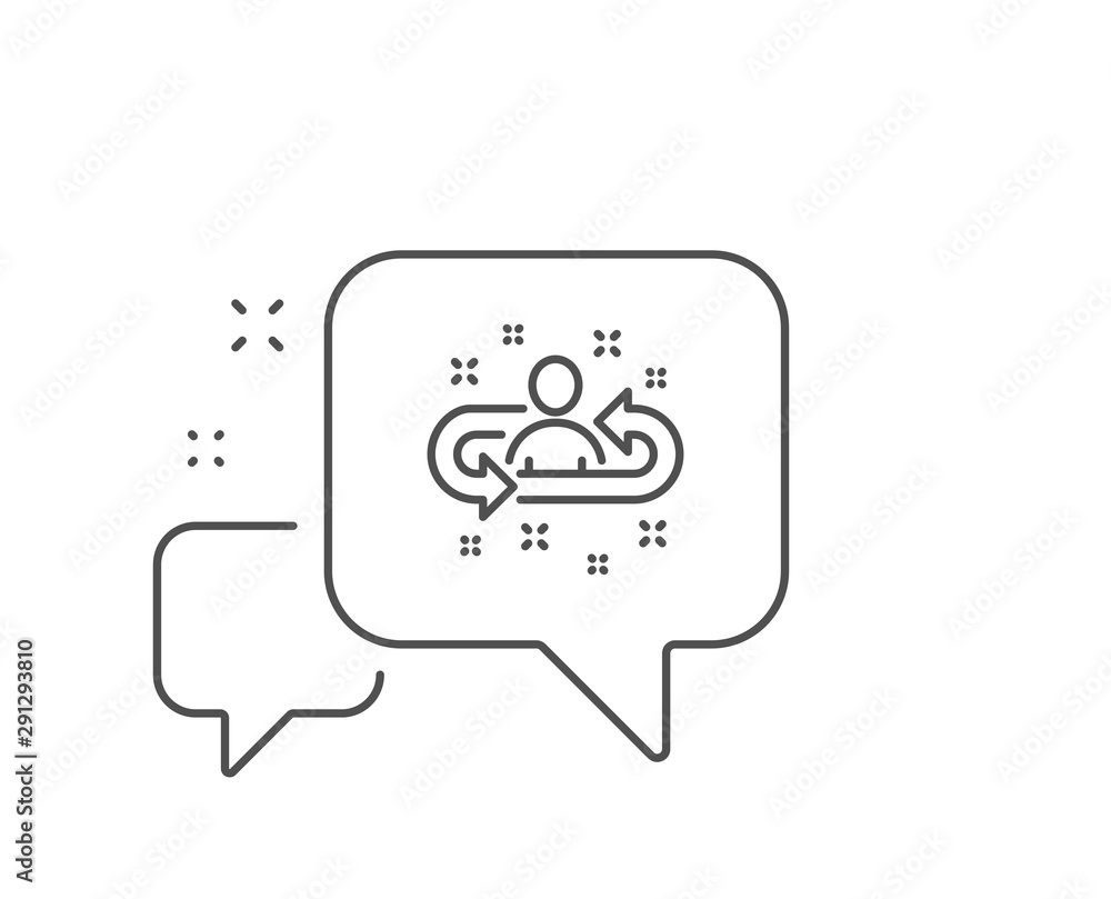 Recruitment line icon. Chat bubble design. Business management sign. Employee or human resources symbol. Outline concept. Thin line recruitment icon. Vector Recruitment line icon. Chat bubble design. Business management sign. Employee or human resources symbol. Outline concept. Thin line recruitment icon. Vector