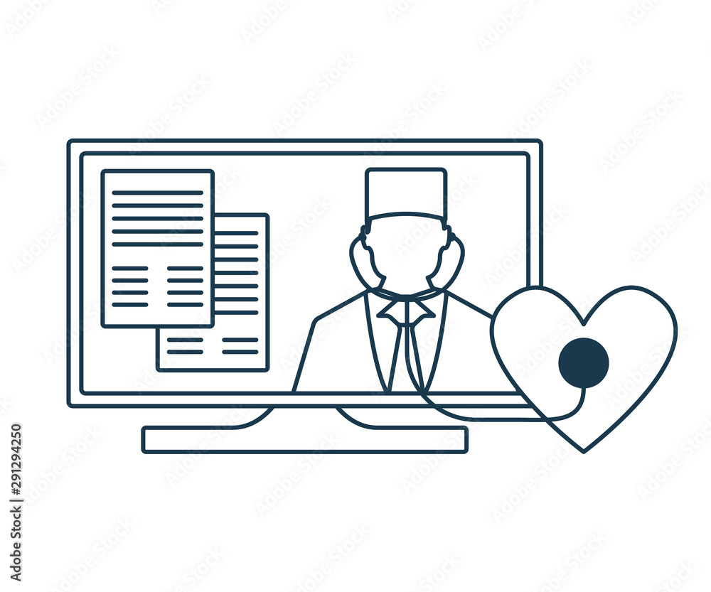 Online Doctor Icon. Concept for Healthcare Medicine and Lifestyle. Outline Virtual Doctor. Medical Symbol, Icon and Badge. Simple Vector illustration Online Doctor Icon. Concept for Healthcare Medicine and Lifestyle. Outline Virtual Doctor. Medical Symbol, Icon and Badge. Simple Vector illustration