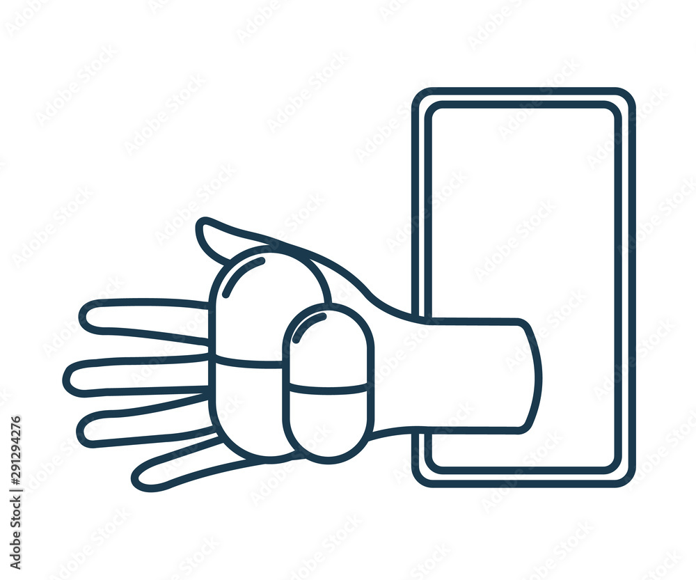 Online Drug with Smartphone Icon. Concept for Healthcare Medicine and Lifestyle. Outline Virtual Doctor. Medical Symbol, Icon and Badge. Simple Vector illustration Online Drug with Smartphone Icon. Concept for Healthcare Medicine and Lifestyle. Outline Virtual Doctor. Medical Symbol, Icon and Badge. Simple Vector illustration