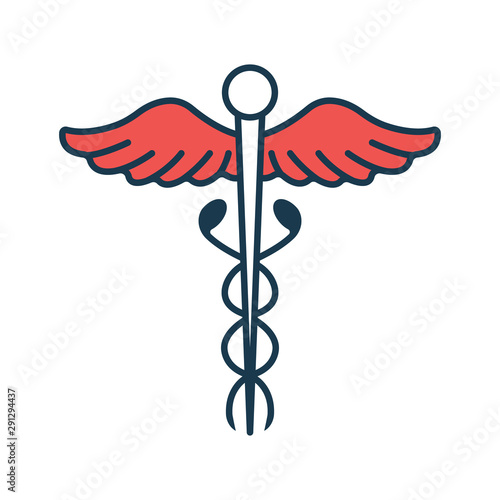 Caduceus Icon. Concept for Healthcare Medicine and Lifestyle. Outline Virtual Doctor. Medical Symbol, Icon and Badge. Simple Vector illustration