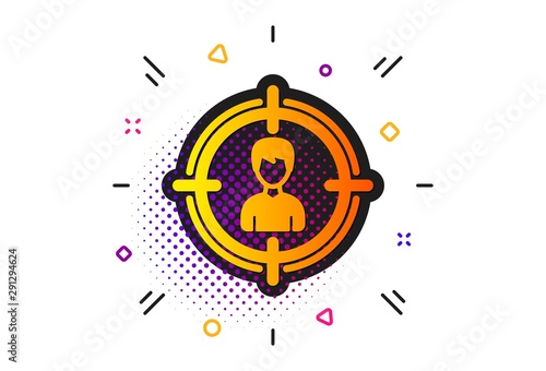 Business target or Employment sign. Halftone circles pattern. Head hunting icon. Classic flat headhunting icon. Vector