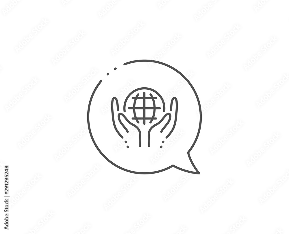 Organic tested line icon. Chat bubble design. Bio cosmetics sign. Fair trade symbol. Outline concept. Thin line organic tested icon. Vector