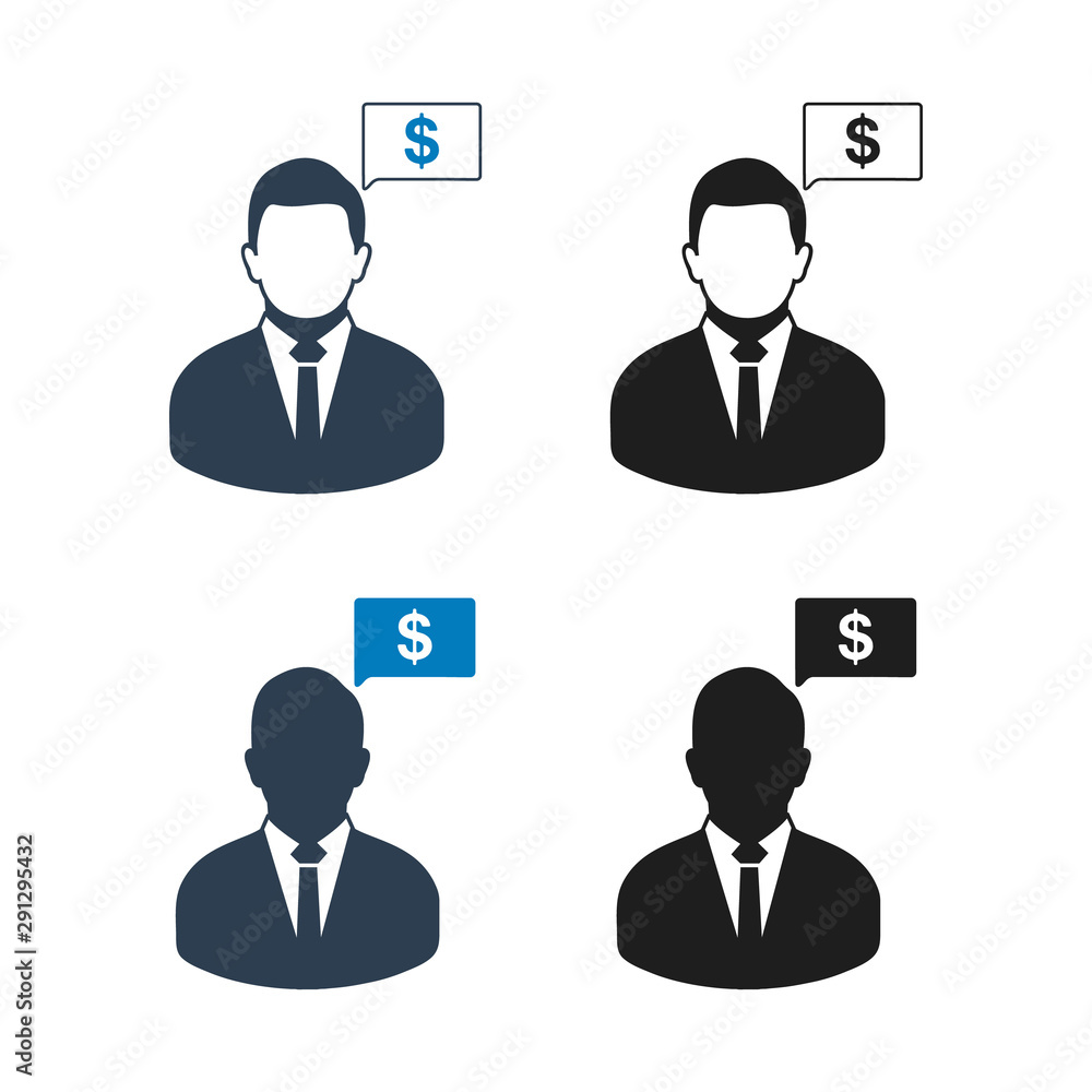 Financial Adviser Icon Set. Flat style vector EPS. Financial Adviser Icon Set. Flat style vector EPS.