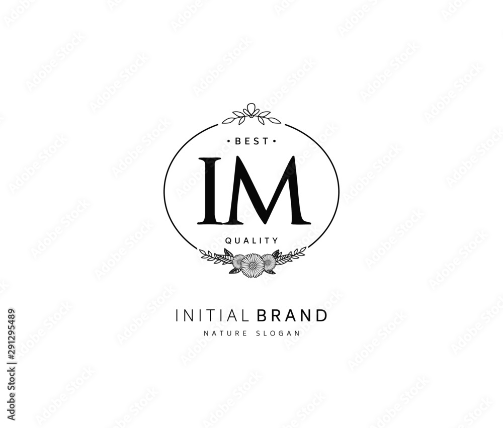 I M IM Beauty vector initial logo, handwriting logo of initial signature, wedding, fashion, jewerly, boutique, floral and botanical with creative template for any company or business.