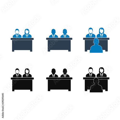 Interview Panel Icon Set. Flat style vector EPS.