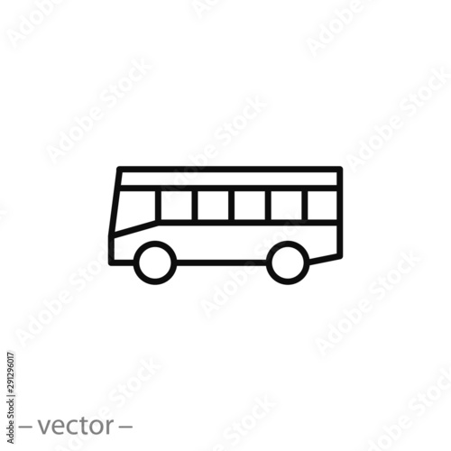 bus icon, thin line web symbols on white background - editable stroke vector illustration eps10