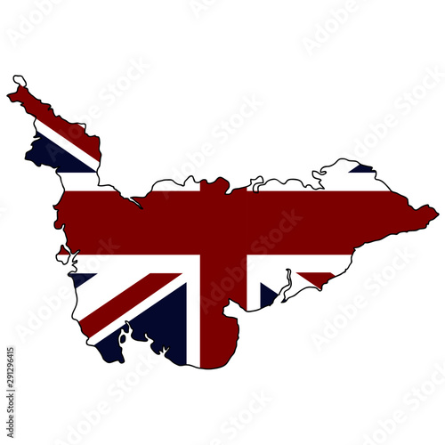 Kartenausschnitt mit Flagge von Großbritannien. Vektor datei Eps 10
