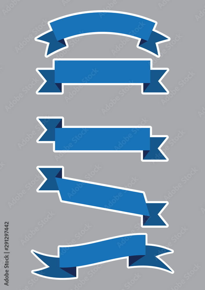 Fototapeta premium set of blue ribbon banner icon